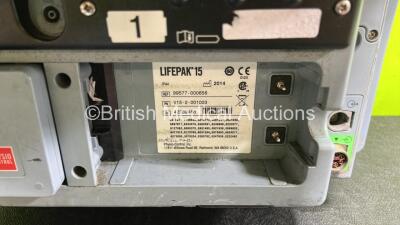 Medtronic Physio-Control 12-Lead Lifepak 15 Monitor / Defibrillator *Mfd - 2014* Ref - 99577-000656, P/N - V15-2-001003 with Pacer, CO2, SPO2, NIBP, ECG, Printer and Auxiliary Power Options and 2 x Flat Li-Ion Batteries (No Power) *42232466* - 6