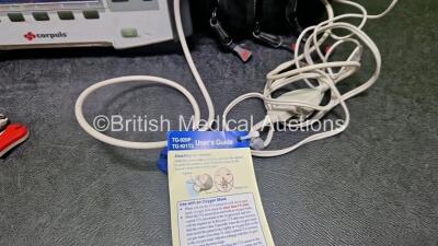 GS Corpuls3 Slim Defibrillator Ref : 04301 (Powers Up) with Corpuls Patient Box Ref : 04200 (Powers Up) with Pacer, Oximetry, ECG-D, ECG-M, CO2, CPR, NIBP and Printer Options, 4 and 6 Lead ECG Leads, CO2 Cable, CPR Sensor, Hose, Cuff, 3 x Li-ion Batteries - 3