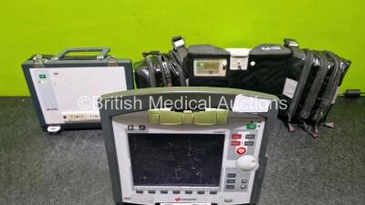 GS Corpuls3 Slim Defibrillator Ref : 04301 (Powers Up) with Corpuls Patient Box Ref : 04200 (Powers Up) with Pacer, Oximetry, ECG-D, ECG-M, CO2, CPR, NIBP and Printer Options, 4 and 6 Lead ECG Leads, CO2 Cable, CPR Sensor, Hose, Cuff, 3 x Li-ion Batteries - 6