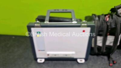 GS Corpuls3 Slim Defibrillator Ref : 04301 (Powers Up) with Corpuls Patient Box Ref : 04200 (Powers Up) with Pacer, Oximetry, ECG-D, ECG-M, CO2, CPR, NIBP and Printer Options, 4 and 6 Lead ECG Leads, CO2 Cable, CPR Sensor, Hose, Cuff, 3 x Li-ion Batteries - 8