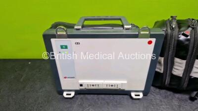 GS Corpuls3 Slim Defibrillator Ref : 04301 (Powers Up) with Corpuls Patient Box Ref : 04200 (Powers Up) with Pacer, Oximetry, ECG-D, ECG-M, CO2, CPR, NIBP and Printer Options, 4 and 6 Lead ECG Leads, CO2 Cable, CPR Sensor, Hose, Cuff, 3 x Li-ion Batteries - 8