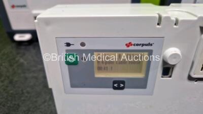 GS Corpuls3 Slim Defibrillator Ref : 04301 (Powers Up) with Corpuls Patient Box Ref : 04200 (Powers Up) with Pacer, Oximetry, ECG-D, ECG-M, CO2, CPR, NIBP and Printer Options with 4 and 6 Lead ECG Leads, CO2 Cable , SpO2 Cable, TG-121T Cable, 3 x Li-ion - 6