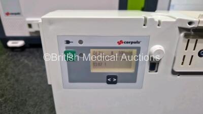 GS Corpuls3 Slim Defibrillator Ref : 04301 (Powers Up) with Corpuls Patient Box Ref : 04200 (Powers Up) with Pacer, Oximetry, ECG-D, ECG-M, CO2, CPR, NIBP and Printer Options with 4 and 6 Lead ECG Leads, CO2 Cable, Hose, SpO2 Cable, TG-121T Cable, 3 x Li - 8