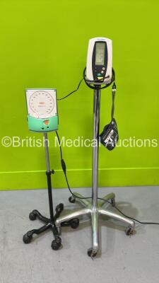 1 x Welch Allyn Monitor on Stand with Power Supply (Powers Up) and 1 x Accoson Greenlight 300 BP Meter on Stand