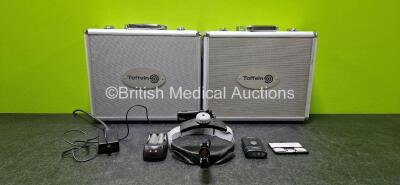 Job Lot Including 1 x Toffeln Ultraview Head Light (Untested Due to Suspected Flat Battery) with 2 x Batteries, 1 x Battery Charger, 1 x Xenosys Medical Head Lamp Unit (Loose Casing - See Photo) and 2 x Toffeln Carry Case *SN NA*