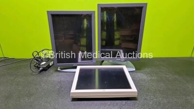 Job Lot Including 1 x GE CDA19 Monitor (Untested Due to No Power Supply) and 2 x Barco Monitors (Both Draws Power - See Photo) with 2 x Power Supplies *SN 1879041821 / 1879041819 / DTL331H0014*