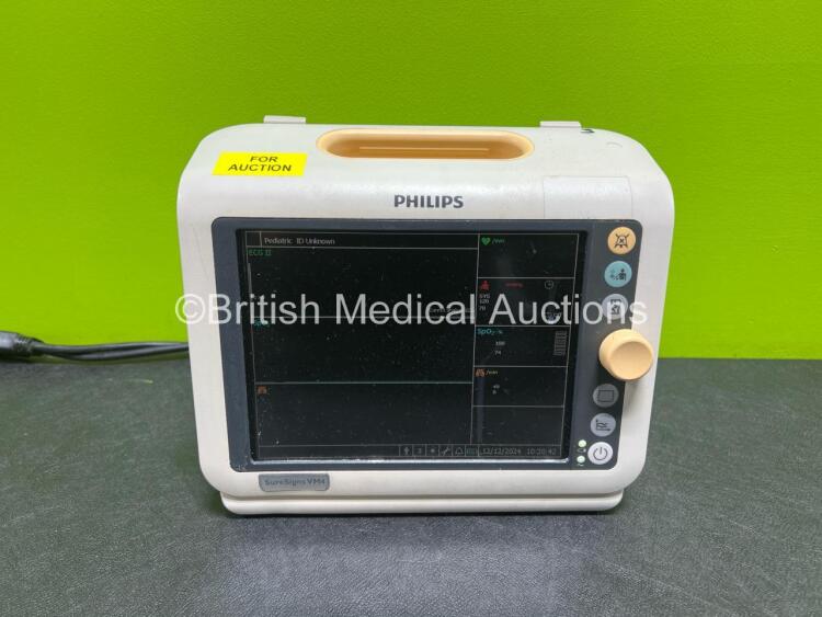 Philips SureSigns VM4 Patient Monitor Including ECG, SPO2 and NIBP Options (Powers Up) *SN US12555731* **No Asset Number**