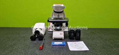 Leica DM750 Benchtop Microscope (Powers Up) with 2 x HC PLAN 10x/20 Eyepieces and 1 x HI PLAN 20x/0.40 PH 1 Optic in Box