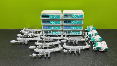 Job Lot Including 8 x B.Braun Infusomat Space Infusion Pumps (All Power Up) with 8 x Pole Clamps and 4 x Power Supplies (All Untested) *SN 200747 / 201011 / 392585 / 200939 / 398161 / 201000 / 201042*