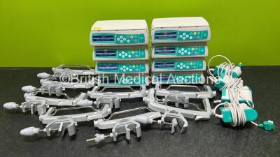 Job Lot Including 8 x B.Braun Infusomat Space Infusion Pumps (7 x Power Up, 1 x No Power) with 8 x Pole Clamps and 4 x Power Supplies (All Untested) *SN 200804 / 200626 / 200717 / 83403 / 200436 / 201543 / 201228 / 2200979*