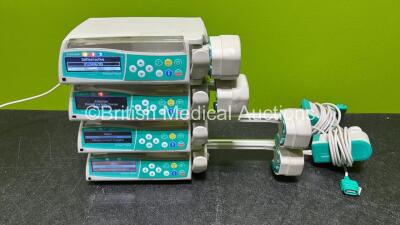 4 x B.Braun Perfusor Space Syringe Pumps (All Power Up) with 2 x Power Supplies *SN 177908 / 177933 / 177883 / 178150*