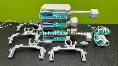 4 x B.Braun Perfusor Space Syringe Pumps (All Power Up) with 4 x Pole Clamps and 2 x Power Supplies *SN 98168 / 97848 / 177897 / 178072*