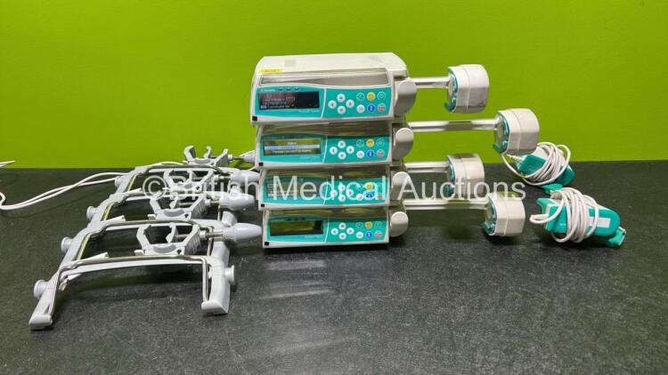 4 x B.Braun Perfusor Space Syringe Pumps (All Power Up) with 4 x Pole Clamps and 2 x Power Supplies *SN 177927 / / 09918 / 178044 / 178083*