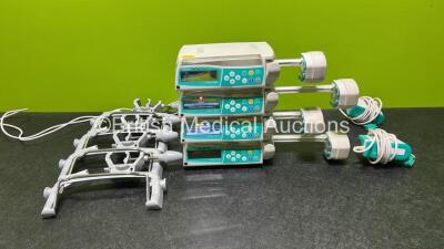 4 x B.Braun Perfusor Space Syringe Pumps (All Power Up) with 4 x Pole Clamps and 2 x Power Supplies *SN 177927 / / 09918 / 178044 / 178083* - 2