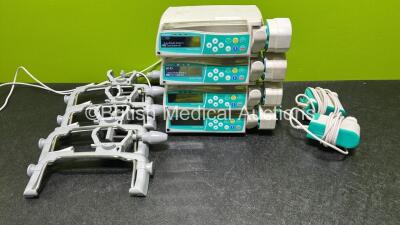 4 x B.Braun Perfusor Space Syringe Pumps (All Power Up) with 4 x Pole Clamps and 2 x Power Supplies *SN 09989 / 97754 / 177918 / 97856*