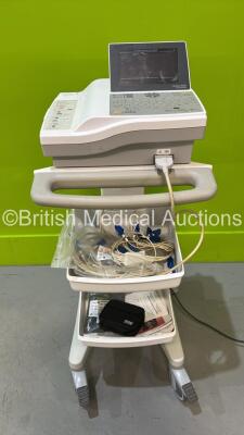 Cardiac Science Burdick 8500 ECG Machine on Stand with 2 x 10 Lead ECG Leads and Power Supply (Powers Up - 1 x Missing Dial) *S/N 003486*