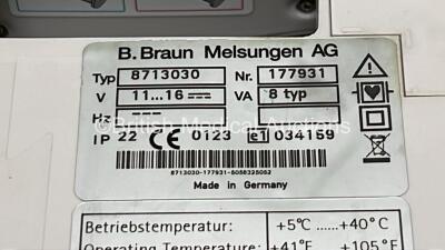 4 x B.Braun Perfusor Space Syringe Pumps (All Power Up - Distortion to 1 x Display) with 4 x Pole Clamps and 2 x Power Supplies *SN 97803 / 177560 / 1781 / 177931* - 5