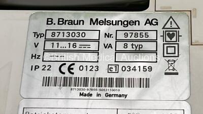 4 x B.Braun Perfusor Space Syringe Pumps (3 x Power Up - 1 x Blank Display, 1 x No Power) with 4 x Pole Clamps and 2 x Power Supplies *SN 97855 / 178090 / 178232/ 177860* - 5