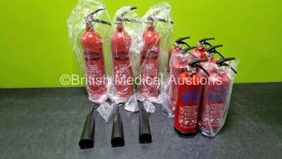 Job Lot Including 3 x Britannia Blazex Fire Extinguishers Carbon Dioxide *Like New* and 6 x Britannia Blazex Fire Extinguishers ABC Powder *Like New* **Collection Only, Not Available For Shipping Or Packaging** - 2