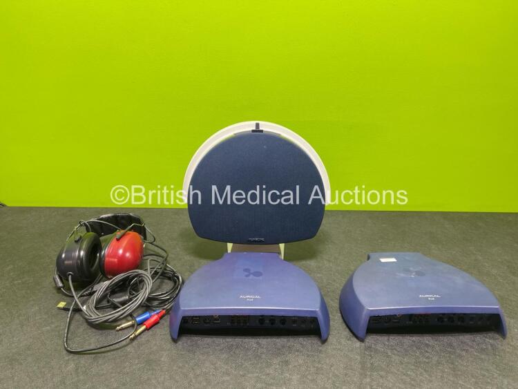 Job Lot Including 2 x Aurical Aud 1081 Fitting Audiometers *Mfd 2012* (Powers Up) with Headphones and Speaker