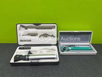 Job Lot Including 1 x Heine Mini 2000 Ophthalmoscope, 1 x Keeler Ophthalmoscope (Both In Cases with Attachments)