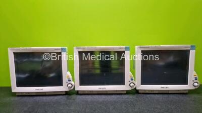 Job Lot Including 6 x Philips IntelliVue MP70 Patient Monitors (All Damaged Casings - See Photo) and 6 x Philips Module Racks (All Damaged) - 10