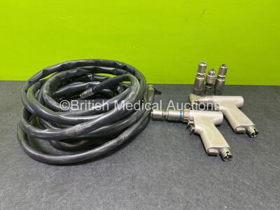 Job Lot Including 1 x desoutter Medical Multidrive Handpiece, 1 x desoutter Medical Direct Drive Handpiece, 1 x Reamer RX-600 Ref 11830, 1 x Liambrich DZ-400 Drill attachment, 1 x High Torque Reamer Zimmer 180 RPM HX-600 REF 11850, 2 x Gas Hoses