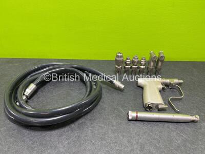 Job Lot Including 1 x desoutter Medical Multidrive Handpiece, 1 x Stryker Command 2 Sag Saw, 2 x Sagittal Saw NZ-450 Ref 14230, 1 x Drill DZ-450 Ref 14110, 2 x Drill DZ-450 Ref 14140, 1 x LlamBrich Drill DZ-450 Ref 14240, 1 x Gas Hoses