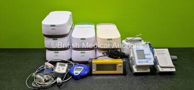 Mixed Lot Including 7 x Philips Respironics InnoSpire Deluxe Nebulisers (2 x Damaged Casings - See Photo), 1 x SunMed SunStim Pro Peripheral Nerve Stimulator, 1 x Pari eBase Controller, 1 x GE Ohmeda TruSat Oximeter with Power Supply (Damaged Power Port -