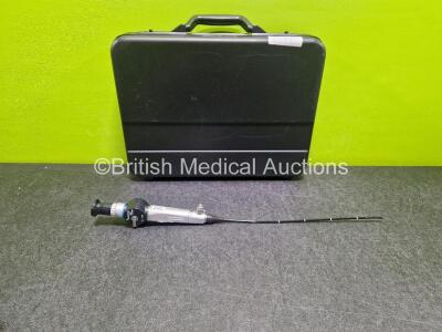 Olympus ENF GP Pharyngoscope In Case - Engineer's Report : Optical System - Excessive Broken Fibers, Angulation - No Fault Found, Insertion Tube - No Fault Found , Light Transmission - No Fault Found, Channels - No Fault Found, Leak Check - No Fault Found