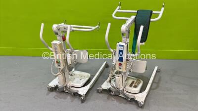 2 x Liko Sabina II Comfort Patient Hoists with Batteries and Controllers (No Power - Posible Flat Batteries - Some Damage - See Photo)