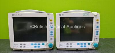 2 x GE Datex-Ohmeda S/5 FM Patient Monitors Including 4 x Batteries (Both Blank Screens, Both Draws Power and Both Damaged Casings - See Photos)