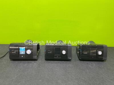 Job Lot Including 1 x ResMed Airsense 10 Elite CPAP, 2 x Resmed Airsense 10 Autoset CPAPS (All Power Up, 3 x Missing Humidifiers) *SN 23192954471 / 23171532341 / 23191071313*