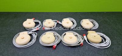 Job Lot Including 7 x Philips US Ref M2736A Transducers *All Untested* (2 x Damaged Cables - See Photo) and 1 x Philips Toco+ Ref M2735A Transducer *Untested* *SN DE80832187 / DE433E6696 / DE433B3670 / DE80845351 / DE52509787 / DE43398045 / DE433D0738 / D