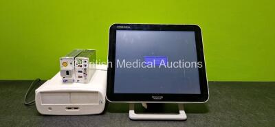 Spacelabs Healthcare Xprezzon Monitor (Powers Up) with 1 x Spacelabs Healthcare 91393 Module, 1 x Spacelabs 91496 Module Including ECG, P1-2, SpO2, T1-2, hlo1, hlo2 and NIBP Options, 1 x Spacelabs 91517 Module Including CO2 Option and 2 x Power Supplies