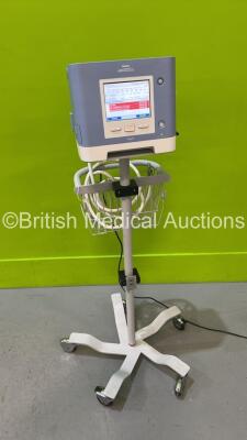 Philips Respironics Trilogy 202 Ventilator *Mfd 2013-11* Software Version 14.2.05 - Operating Hours 1257.4 on Stand (Powers Up) with Hose *SN TV013111803*