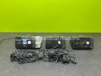 Job Lot Including 1 x ResMed Airsense 10 Autoset CPAP, 2 x ResMed Airsense 10 Elite CPAPS (All Power Up and 1 x Missing Humidifier Chamber) with 2 x Power Supplies *SN 23162584065 / 23192274473 / 23202796934*