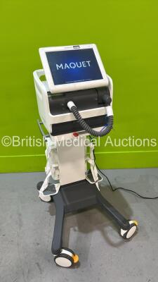 Maquet Servo Air Ventilator on Stand Ref 6882000 - System Software Version 4.0.1.66756 - System Version 4.0 Total Operating Time 622 Total Ventilation Time 574 *Mfd 2020* with Hose (Powers Up)