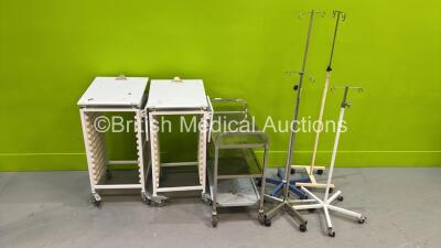 2 x Bristol Maid Trolleys, 1 x Stainless Steel Trolley and 4 x Drip Stands