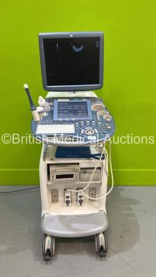 GE Voluson E8 Expert Flat Screen Ultrasound Scanner *S/N D10991* **Mfd 11/2009** Software Version 9.0.4.2622 with 2 x Transducers / Probes (RIC5-9-D Ref H48651MS *Mfd 11/2009* and RAB4-8-D Ref H48651MP *Mfd 11/2009* - Shows Error when Connected - See Pict