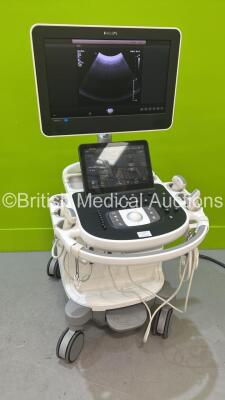 Philips Affiniti Epiq 5G Flat Screen Ultrasound Scanner Ref 989605408541 *S/N US814C0506* **Mfd 2014** SVC HW A.0 Software Version 1.5.6.850 with 3 x Transducer / Probes (C5-1 / C9-2 / L12-5) (Powers Up, See PDF for Machine Report) ***CD117***