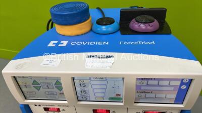 Valleylab ForceTriad Electrosurgical / Diathermy Unit Version 4.00 *Mfd 2016-12* on Stand with Dual Footswitch, Dome Footswitch and LigaSure Footswitch (Powers Up) *S/N T6L48634EX* - 2