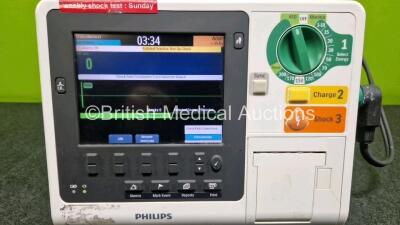 Philips Heartstart XL+ Defibrillator (Powers Up) Including Pacer, CO2 and Printer options with Paddle Lead, Li-ion Battery and M3725A Test Load *SN US9156224*