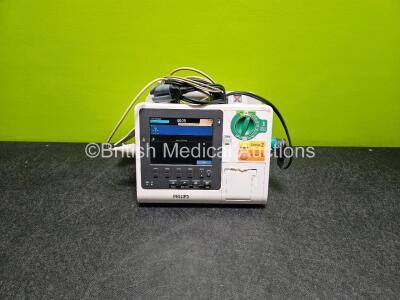 Philips Heartstart XL+ Defibrillator (Powers Up) Including ECG and Printer Options with 1 x Li-ion Battery, Paddle Lead and 3 Lead ECG Lead *SN USD1203687*