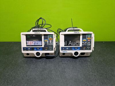 2 x Physio Control Lifepak 20e Defibrillators / Monitor (1 x No Power) Including Pacer, ECG and Printer Options with, Paddle Lead, 2 x 3 Lead ECG Lead and li-ion Battery *SN 38741663 / 39401657*