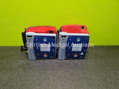 2 x Philips Heartstart FR2+ Defibrillators (Both Power Up) in Case with 2 x LiMnO2 Batteries *Install Before 2028 / 2022* **SN 0204111448 / 0204111512*