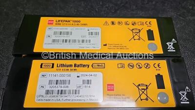 2 x Medtronic Lifepak 1000 Defibrillators *Mfd 2015 / 2015 (Both Power Up) in Case with 2 x 3 Lead ECG Leads and 2 x Li/Mn02 Batteries *Install Before 2029 / 2024 - 5