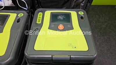 2 x Zoll AEDPro Defibrillators (Both Power Up, Both with Scratches on Screen - See Photos) in Case with 2 x Li-ion Batteries - 3