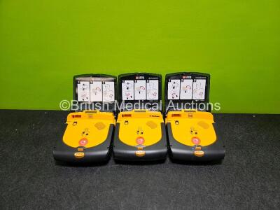 3 x Physio Control Lifepak CR-T AED Trainers (All Untested Due to Suspected Flat Battery, All Lids Do Not Stay Closed)