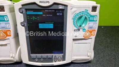 2 x Philips Heartstart MRx Defibrillators (Both Power Up with Stock Module, Stock Module Not Included) Including ECG and Printer Options - 2